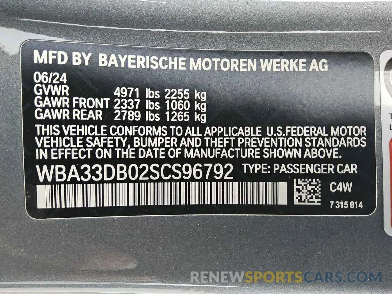 12 fotografías del automóvil dañado WBA33DB02SCS96792 BMW 4 SERIES 2025