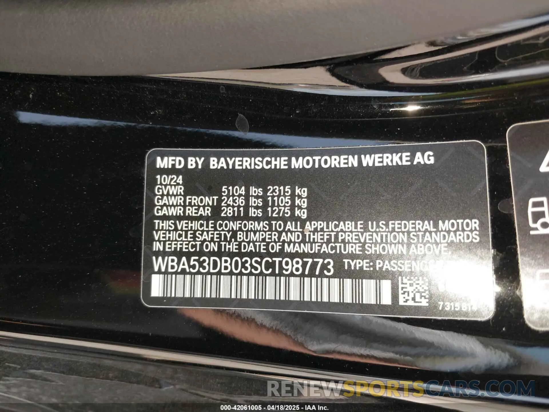 9 fotografías del automóvil dañado WBA53DB03SCT98773 BMW 4 SERIES 2025