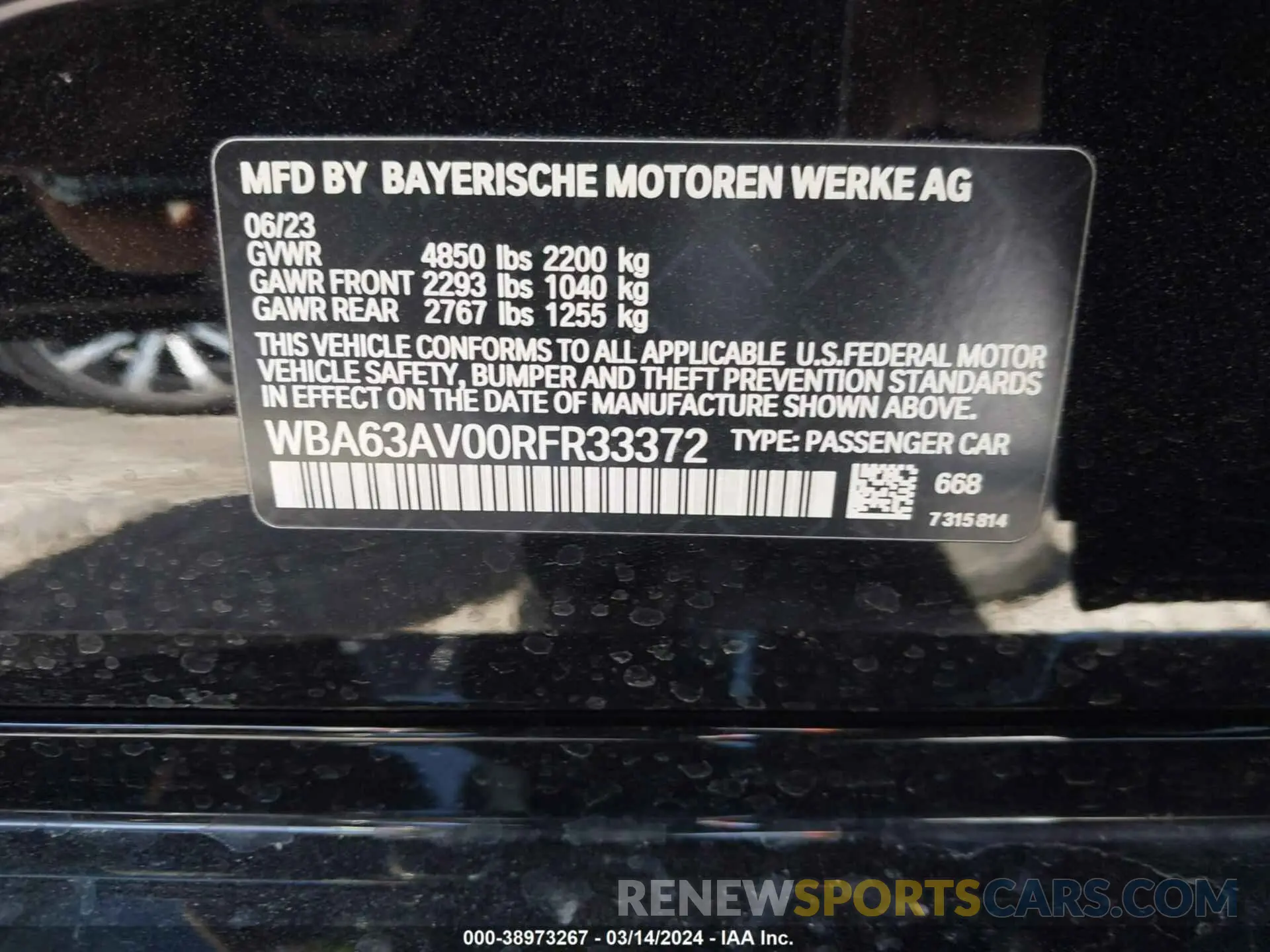 9 fotografías del automóvil dañado WBA63AV00RFR33372 BMW 4 SERIES GRAN COUPE 2024