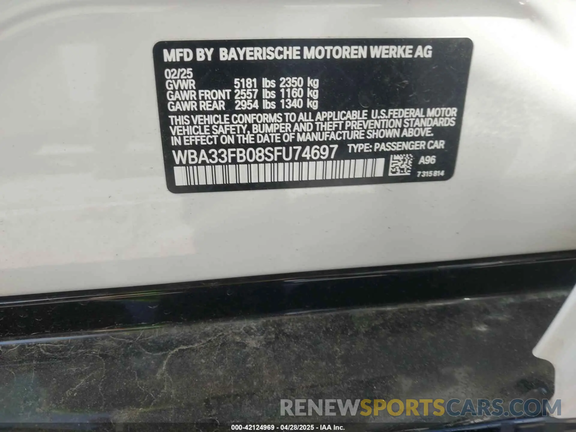9 fotografías del automóvil dañado WBA33FB08SFU74697 BMW 4 SERIES GRAN COUPE 2025