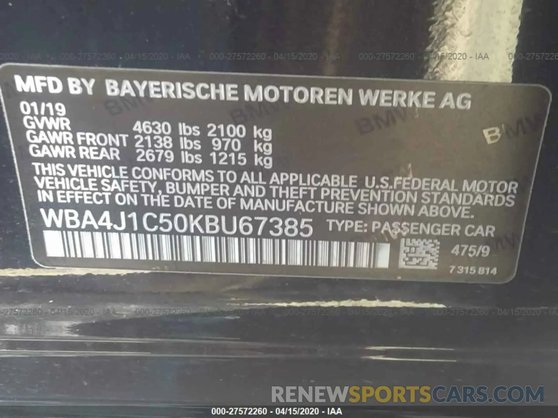 9 fotografías del automóvil dañado WBA4J1C50KBU67385 BMW 430I 2019
