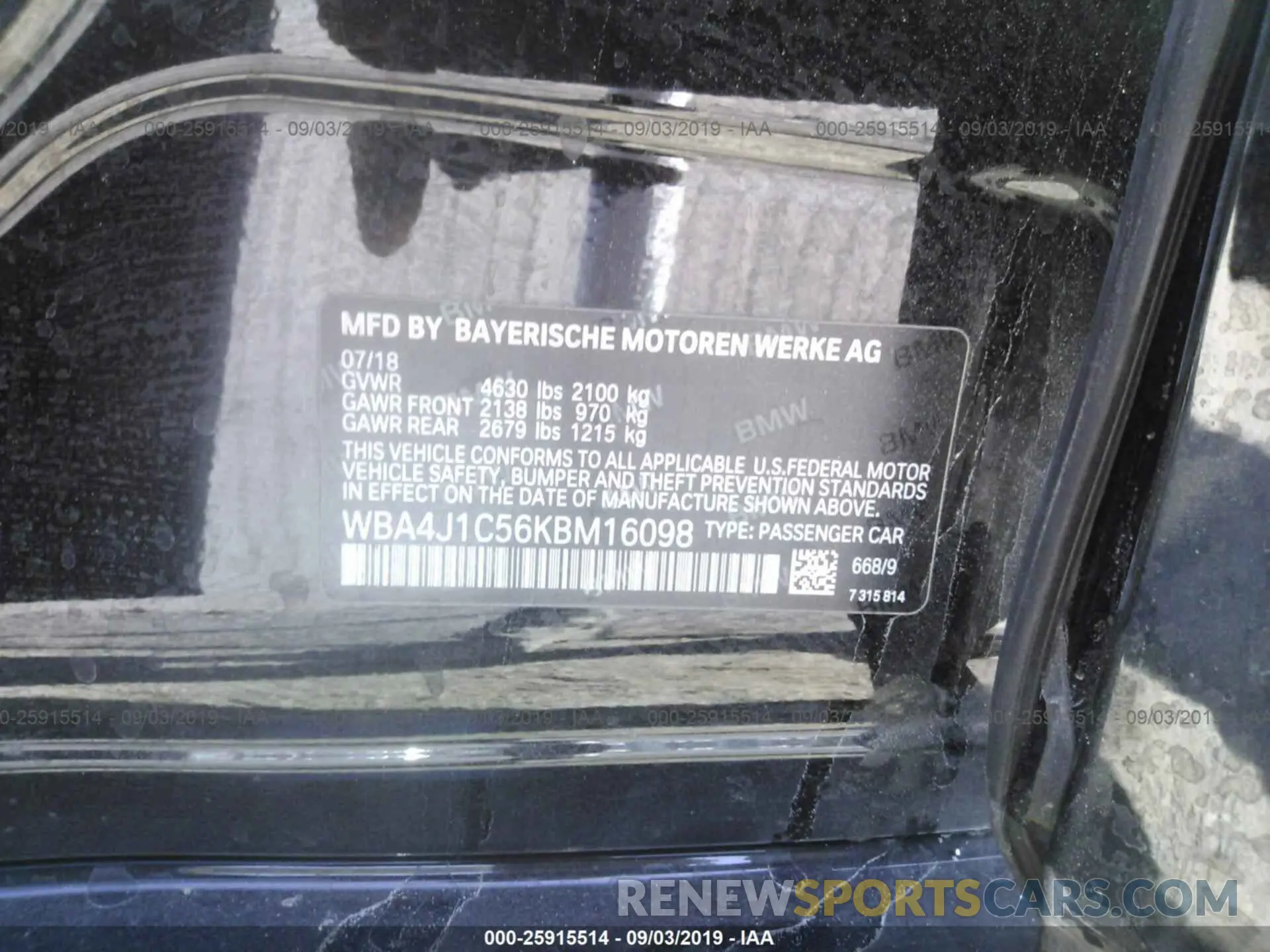 9 fotografías del automóvil dañado WBA4J1C56KBM16098 BMW 430I 2019