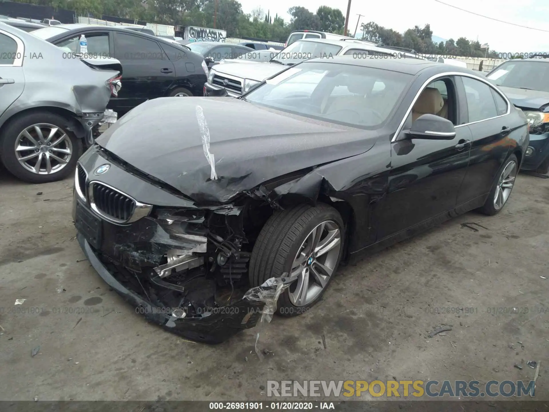 2 fotografías del automóvil dañado WBA4J1C59KBM13163 BMW 430I 2019