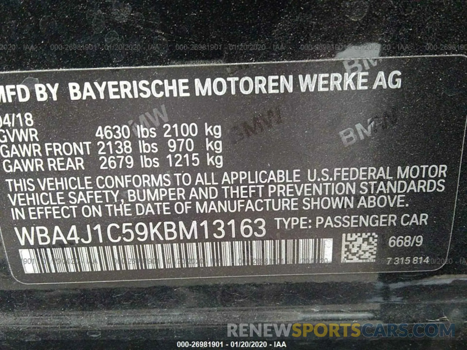 9 fotografías del automóvil dañado WBA4J1C59KBM13163 BMW 430I 2019