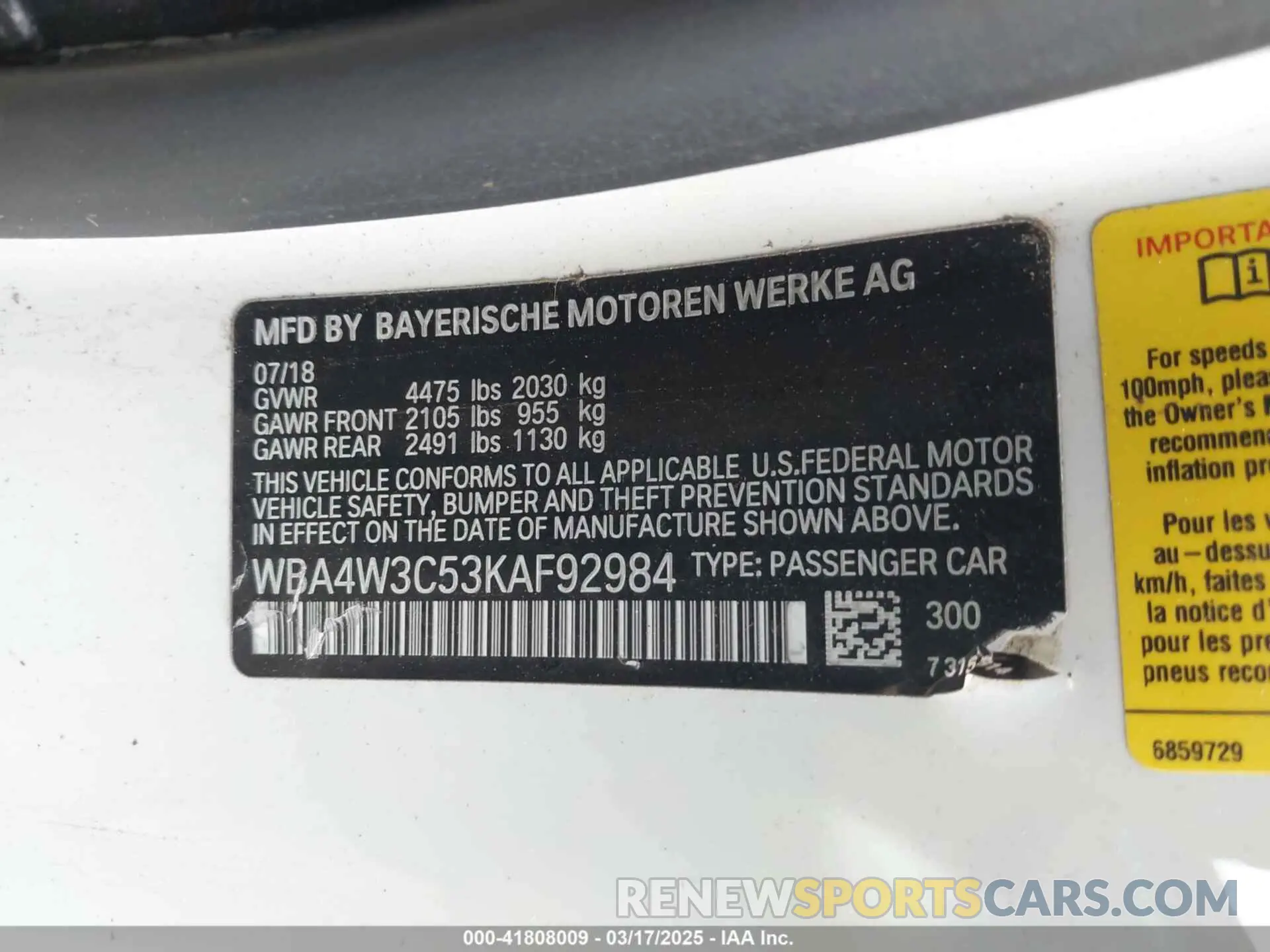 9 fotografías del automóvil dañado WBA4W3C53KAF92984 BMW 430I 2019