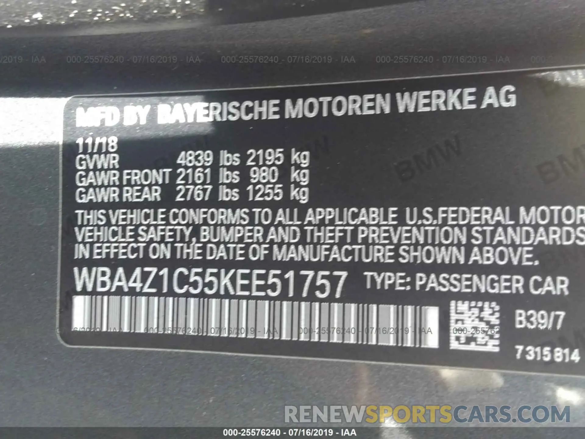 9 fotografías del automóvil dañado WBA4Z1C55KEE51757 BMW 430I 2019