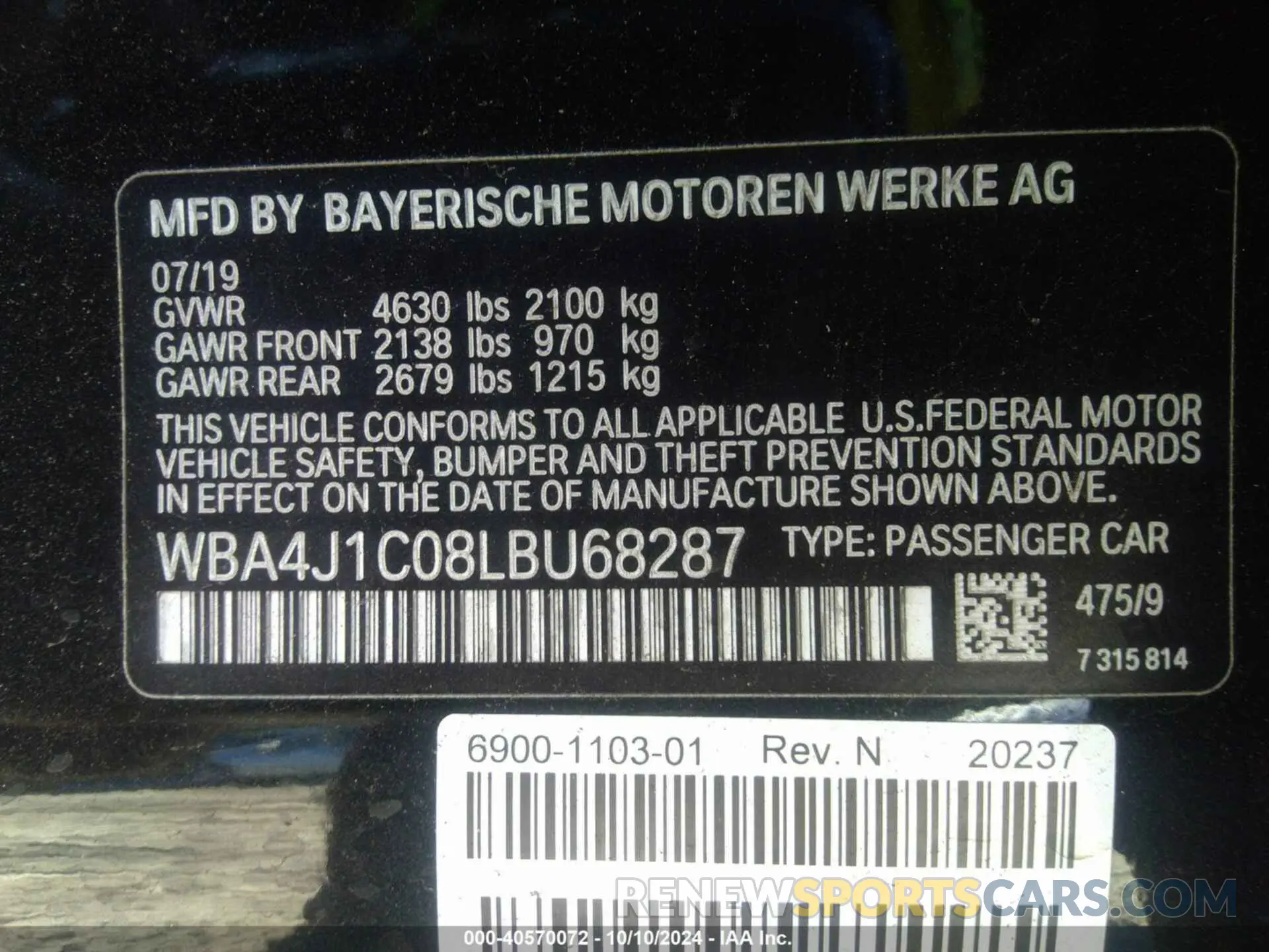 9 fotografías del automóvil dañado WBA4J1C08LBU68287 BMW 430I 2020