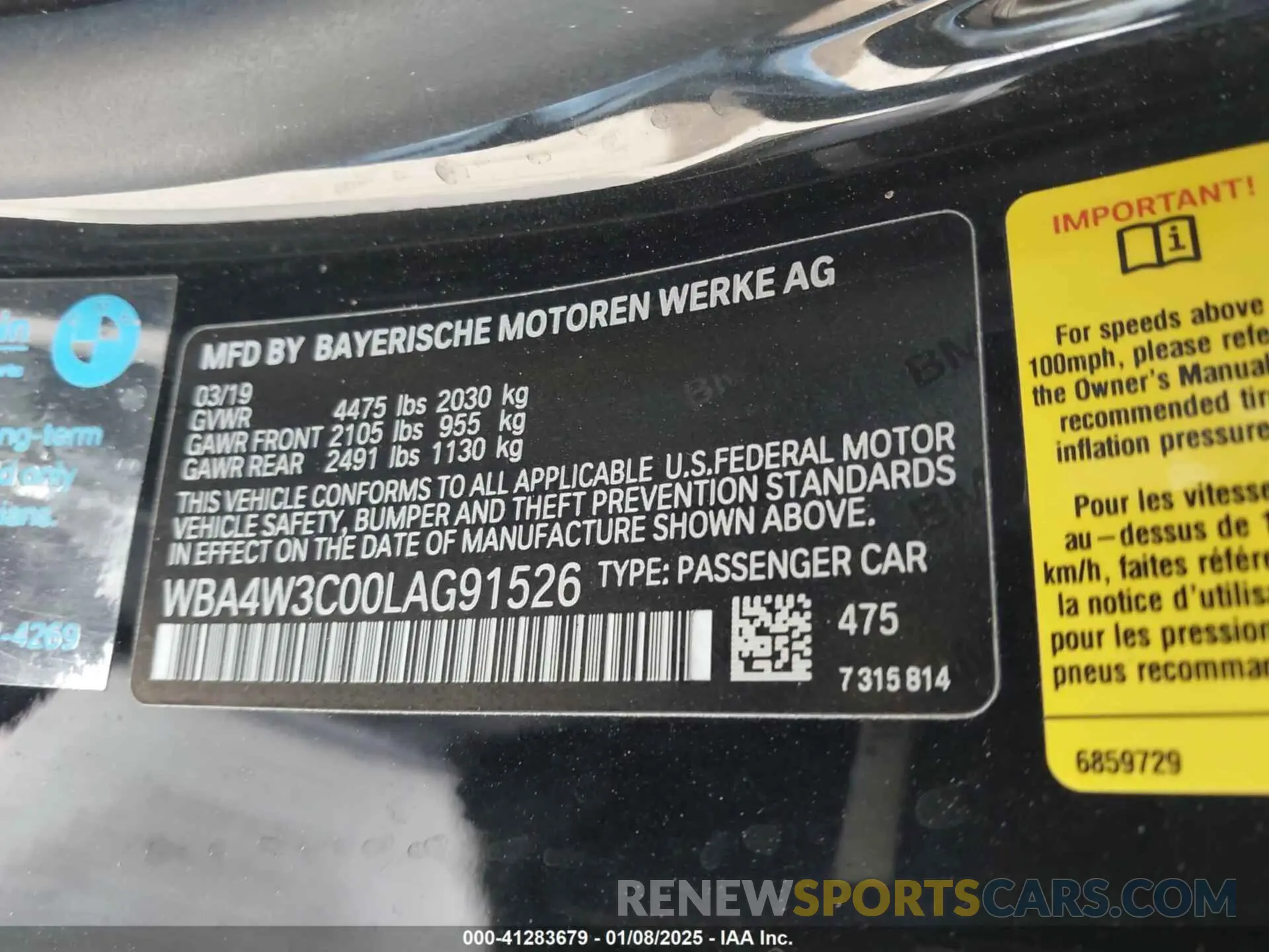 9 fotografías del automóvil dañado WBA4W3C00LAG91526 BMW 430I 2020