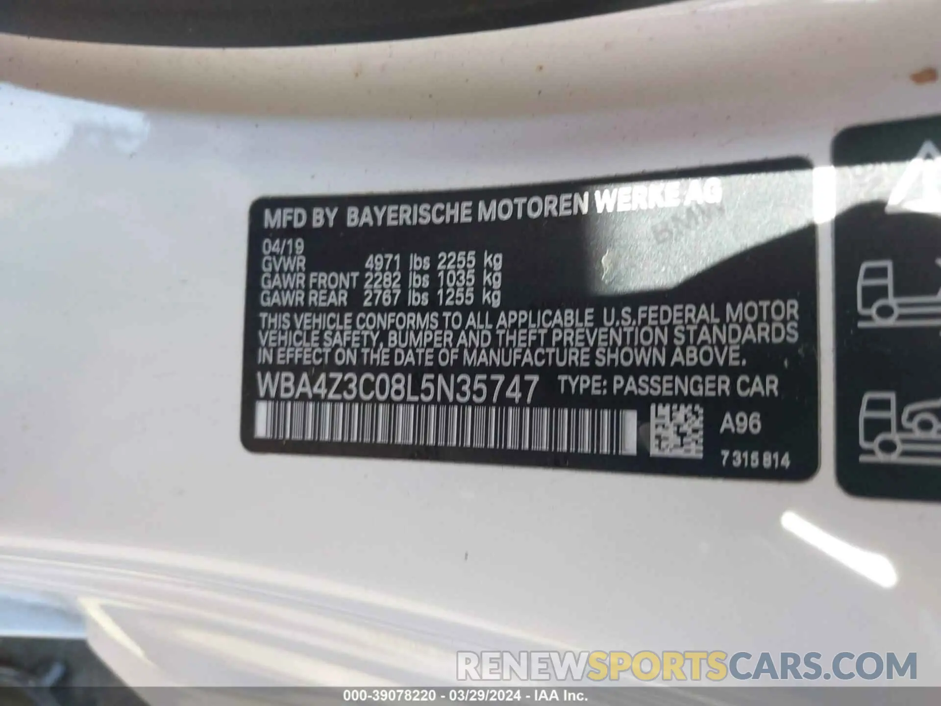 9 fotografías del automóvil dañado WBA4Z3C08L5N35747 BMW 430I 2020