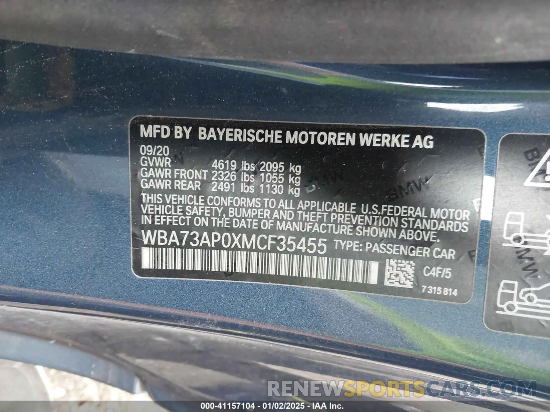 9 fotografías del automóvil dañado WBA73AP0XMCF35455 BMW 430I 2021