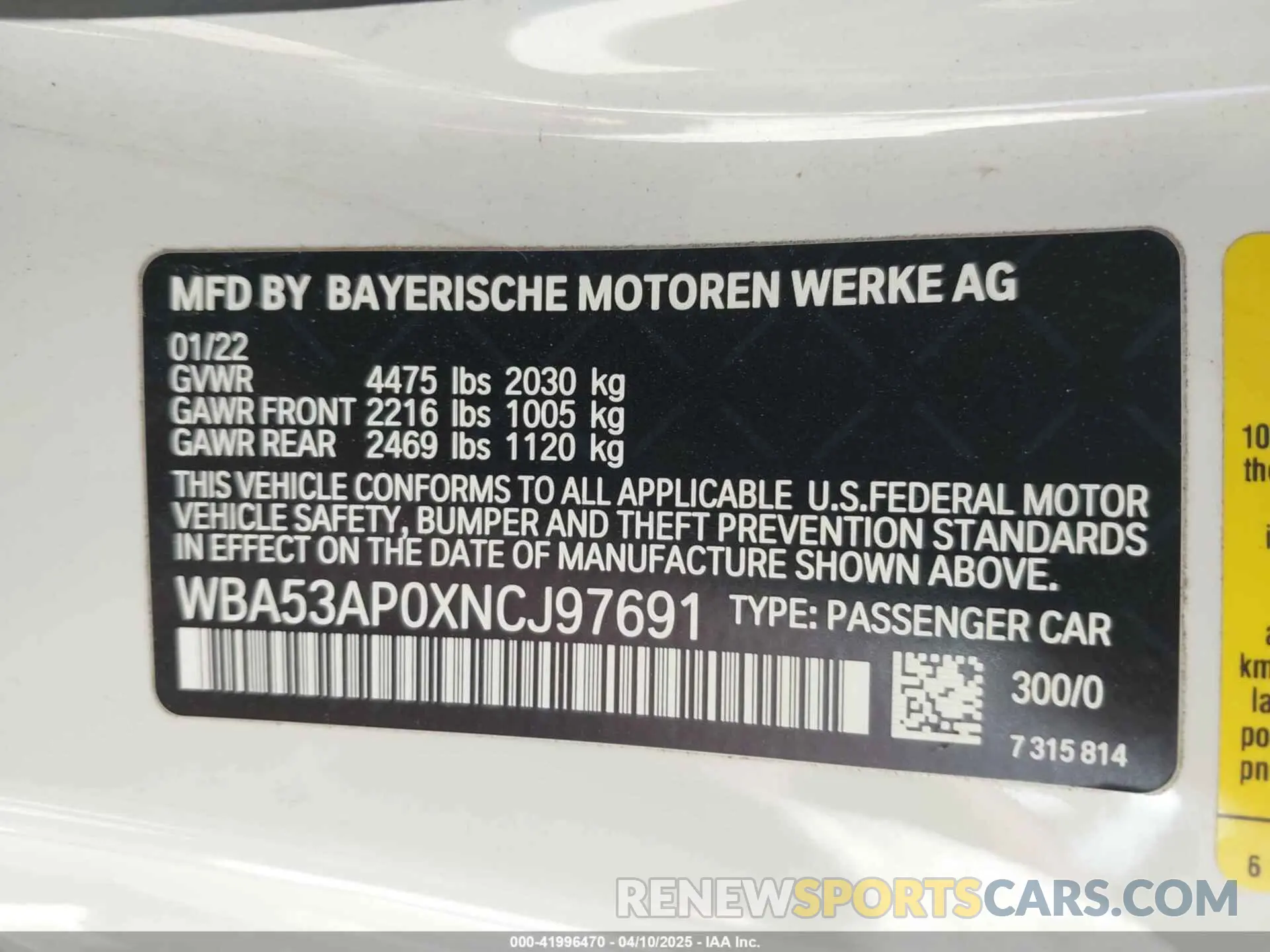 9 fotografías del automóvil dañado WBA53AP0XNCJ97691 BMW 430I 2022