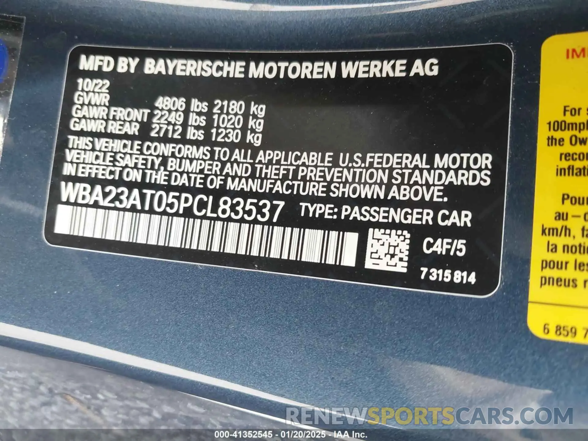 9 fotografías del automóvil dañado WBA23AT05PCL83537 BMW 430I 2023