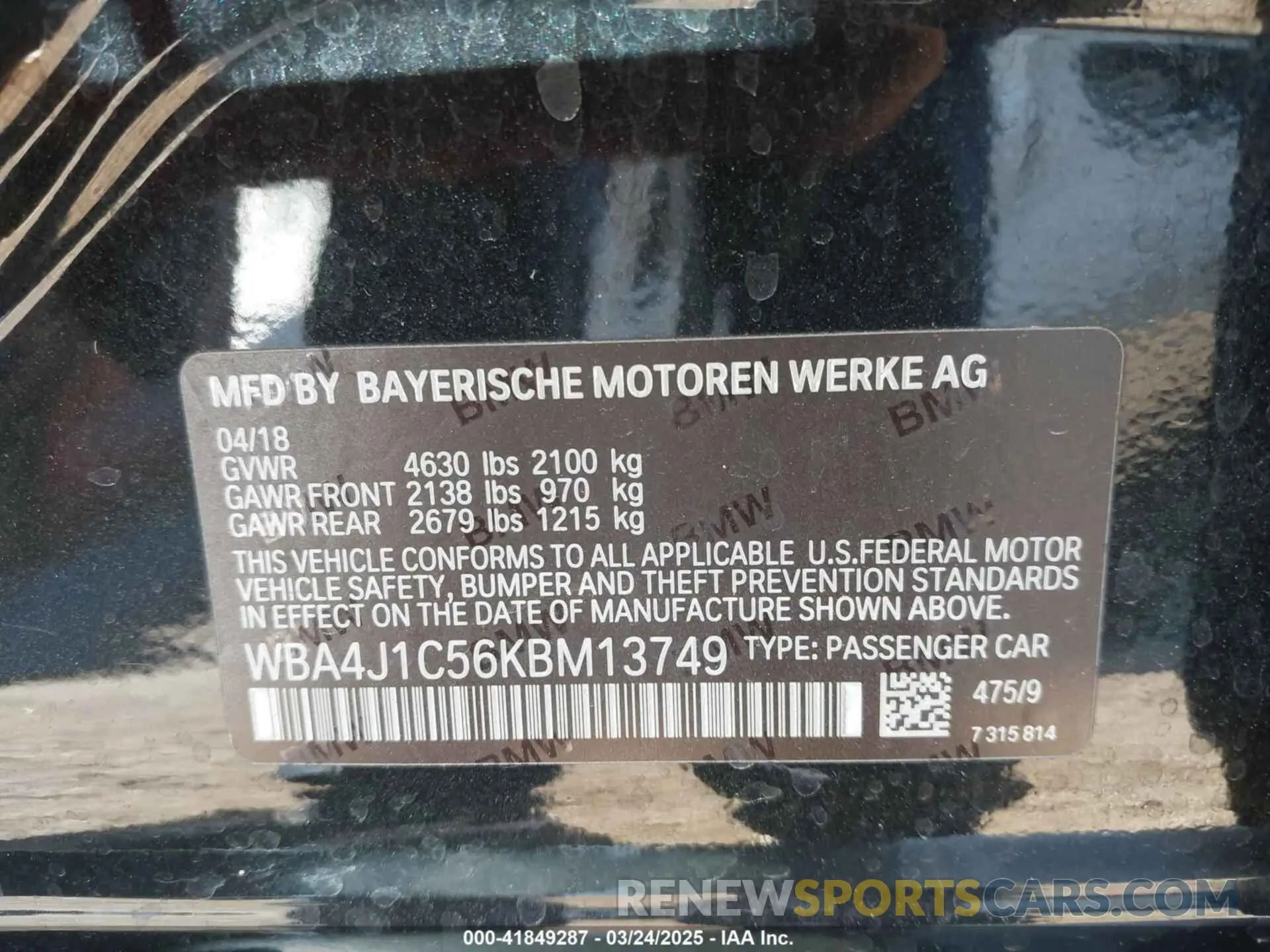 9 fotografías del automóvil dañado WBA4J1C56KBM13749 BMW 430I GRAN COUPE 2019