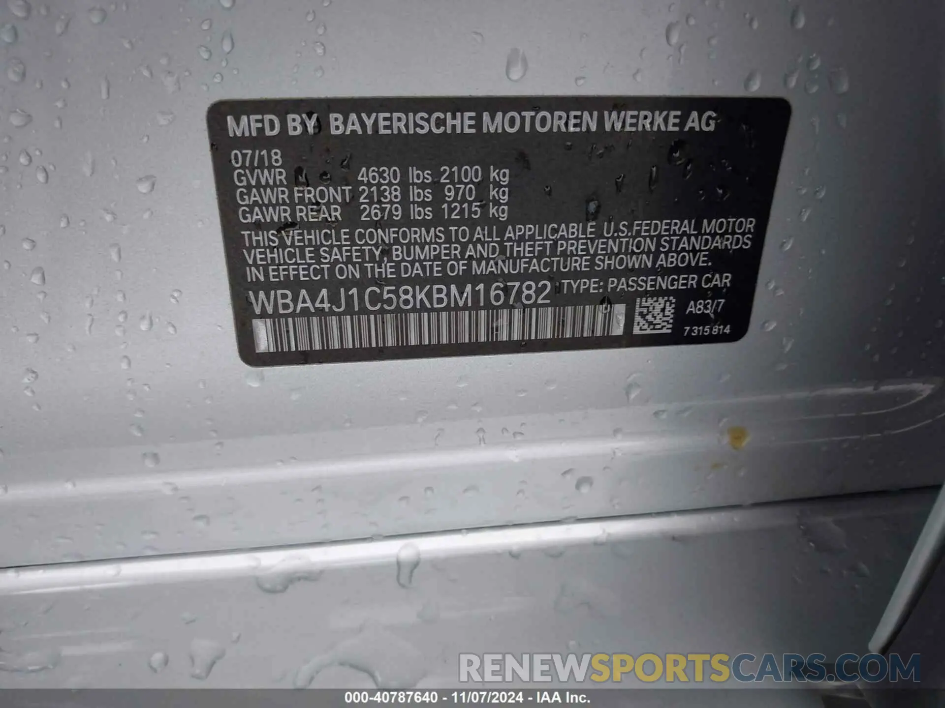 9 fotografías del automóvil dañado WBA4J1C58KBM16782 BMW 430I GRAN COUPE 2019