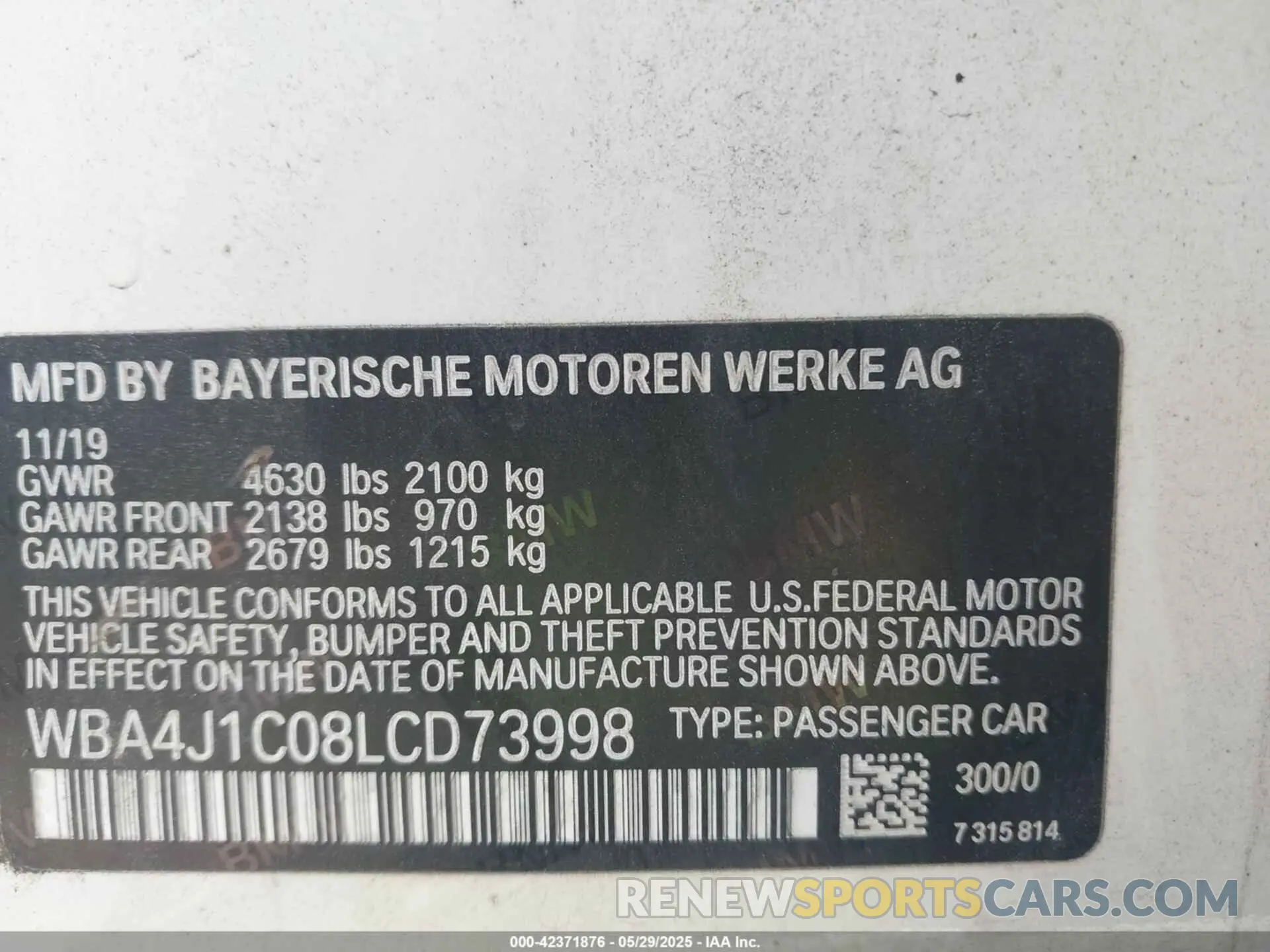 9 fotografías del automóvil dañado WBA4J1C08LCD73998 BMW 430I GRAN COUPE 2020