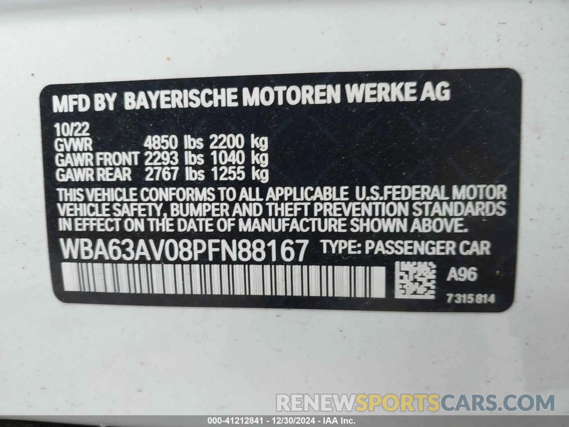9 fotografías del automóvil dañado WBA63AV08PFN88167 BMW 430I GRAN COUPE 2023