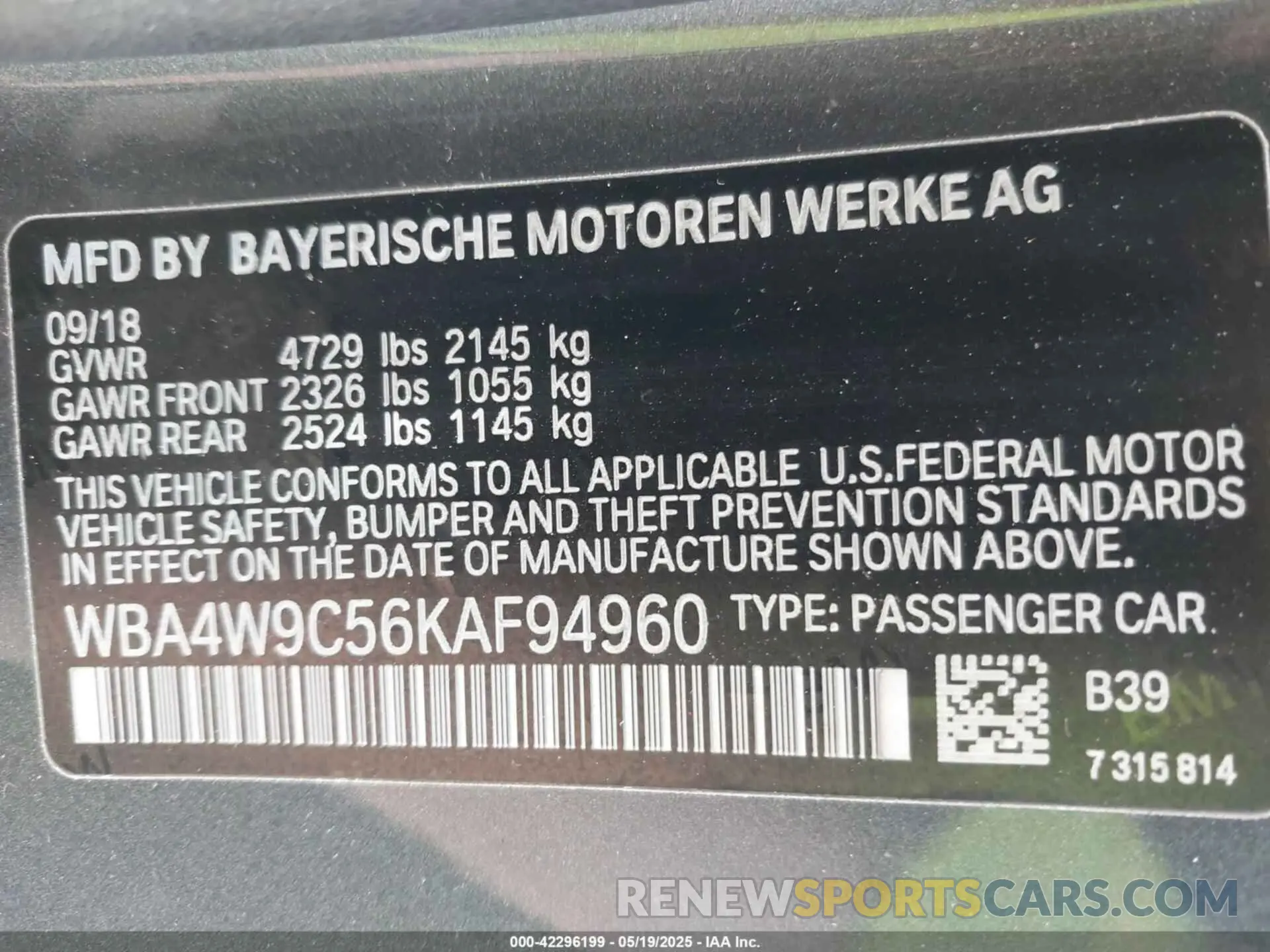 9 fotografías del automóvil dañado WBA4W9C56KAF94960 BMW 440I 2019