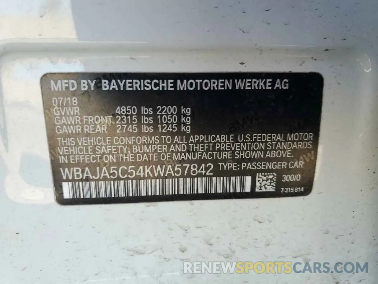 13 fotografías del automóvil dañado WBAJA5C54KWA57842 BMW 5 SERIES 2019