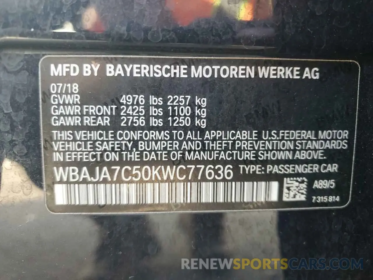 12 fotografías del automóvil dañado WBAJA7C50KWC77636 BMW 5 SERIES 2019