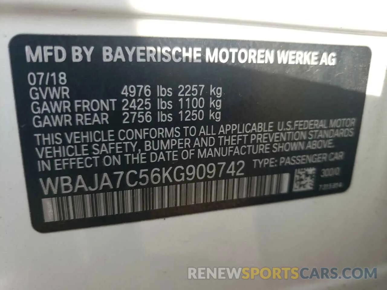 13 fotografías del automóvil dañado WBAJA7C56KG909742 BMW 5 SERIES 2019