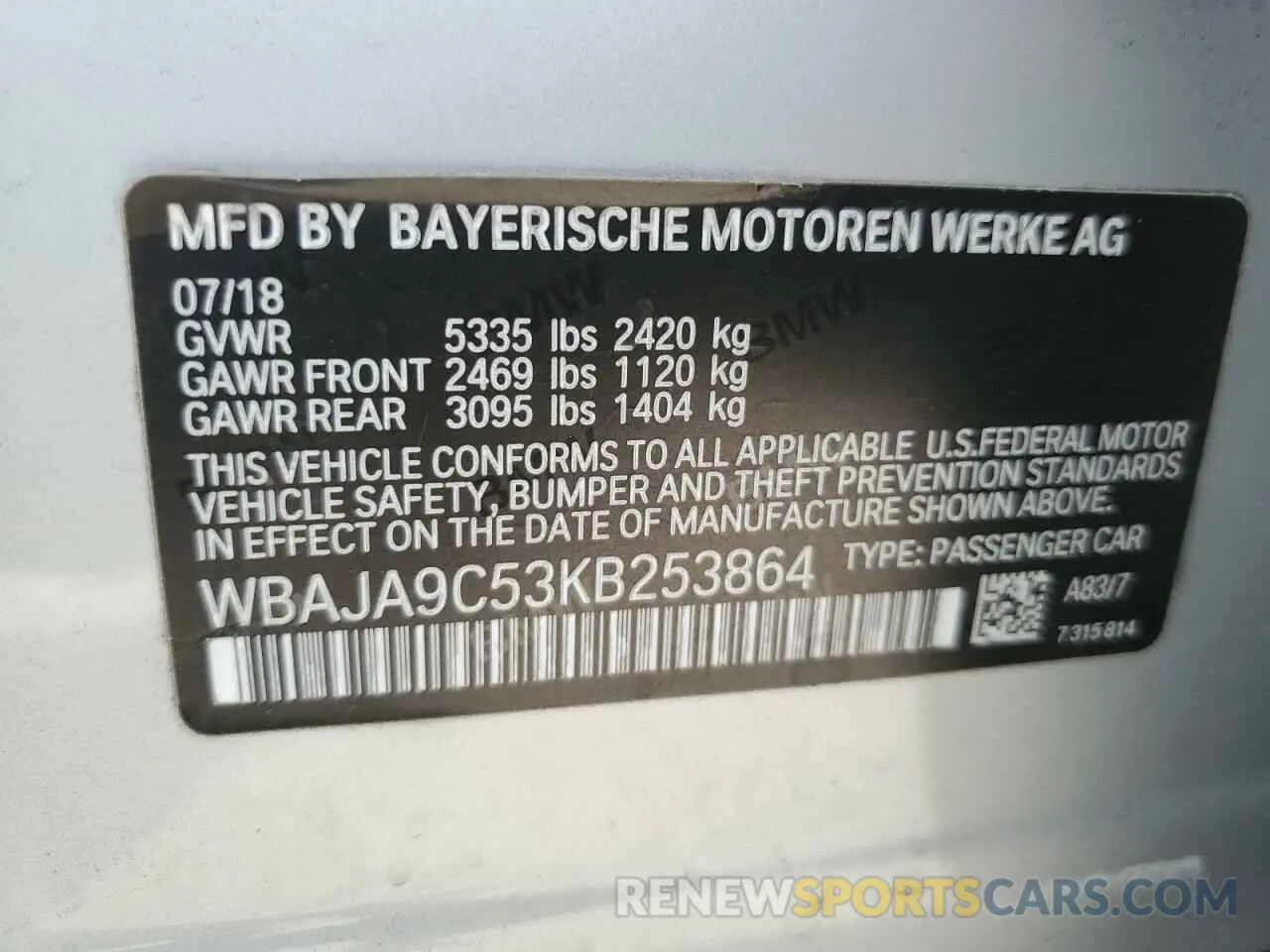 12 fotografías del automóvil dañado WBAJA9C53KB253864 BMW 5 SERIES 2019