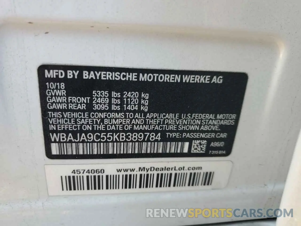 12 fotografías del automóvil dañado WBAJA9C55KB389784 BMW 5 SERIES 2019
