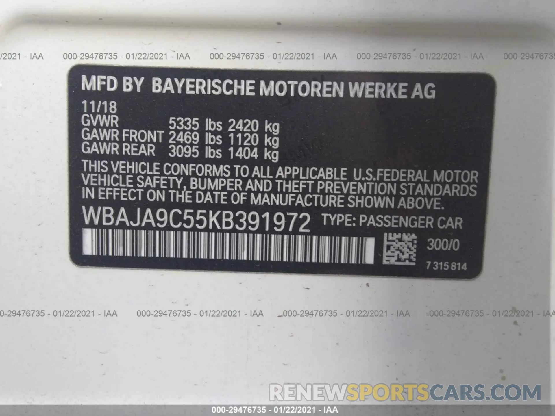 9 fotografías del automóvil dañado WBAJA9C55KB391972 BMW 5 SERIES 2019