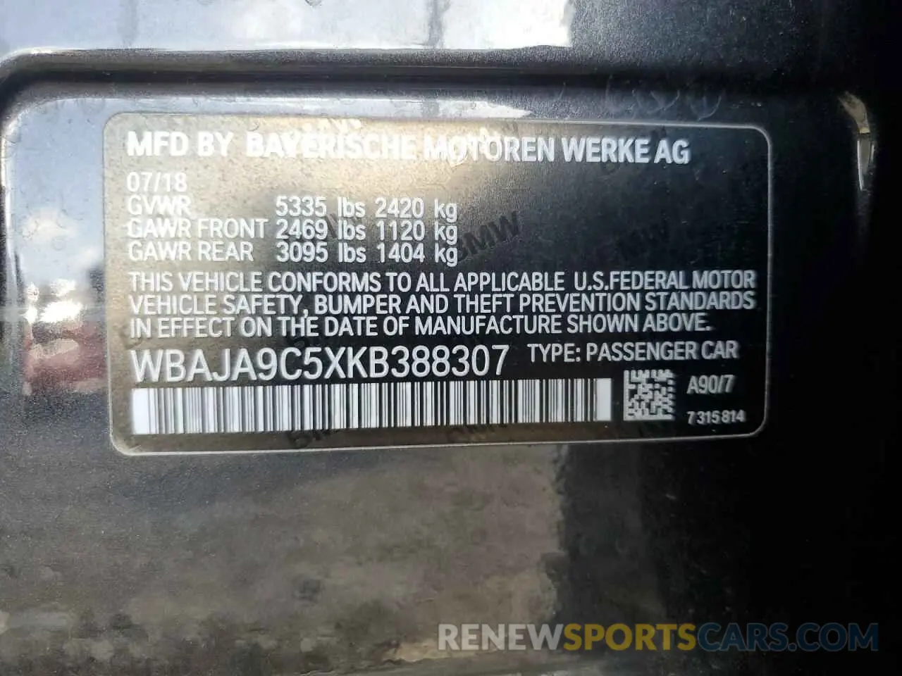 14 fotografías del automóvil dañado WBAJA9C5XKB388307 BMW 5 SERIES 2019