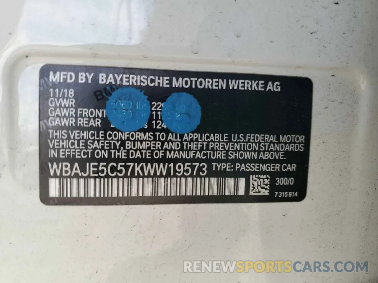13 fotografías del automóvil dañado WBAJE5C57KWW19573 BMW 5 SERIES 2019