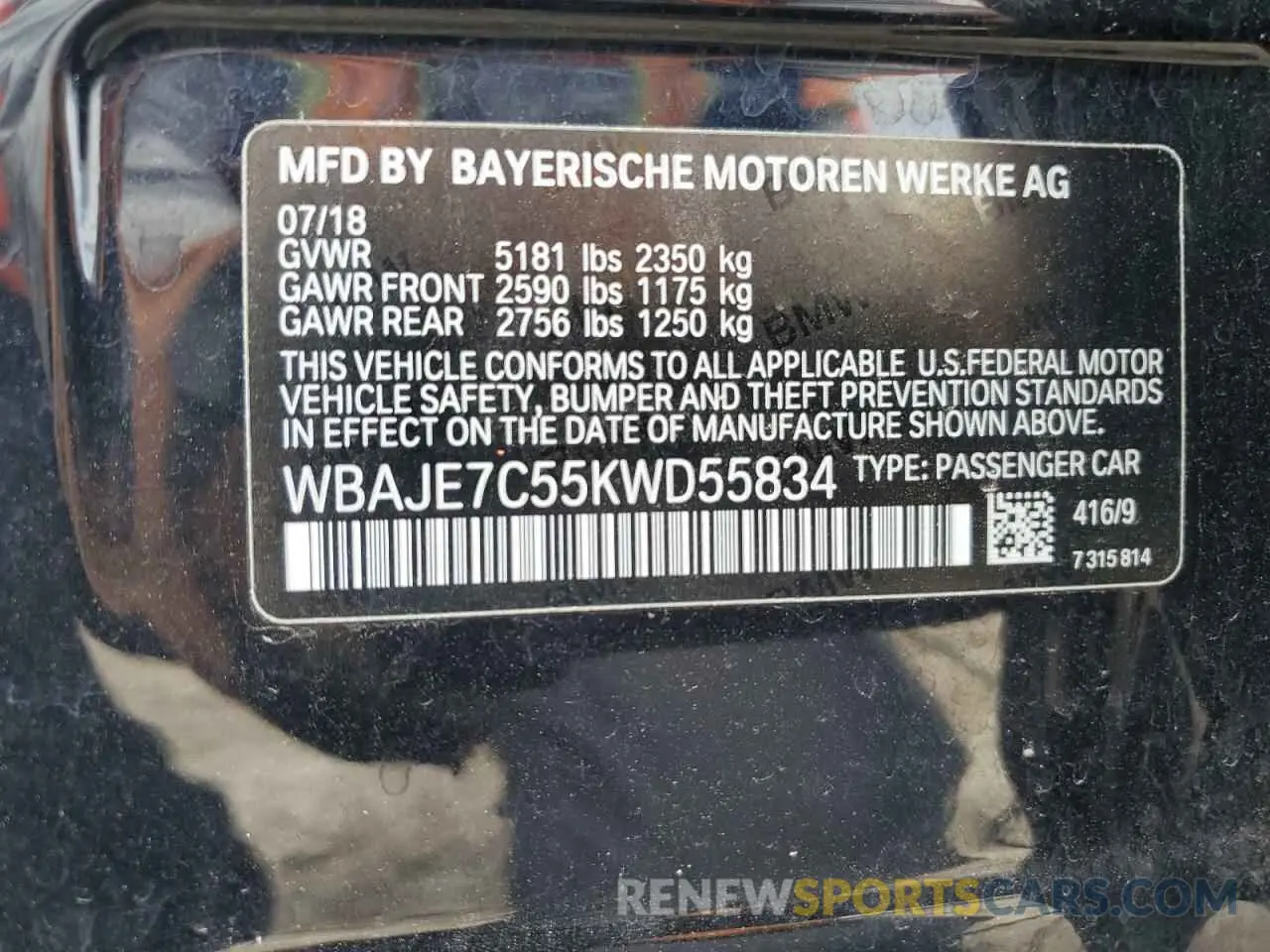 13 fotografías del automóvil dañado WBAJE7C55KWD55834 BMW 5 SERIES 2019