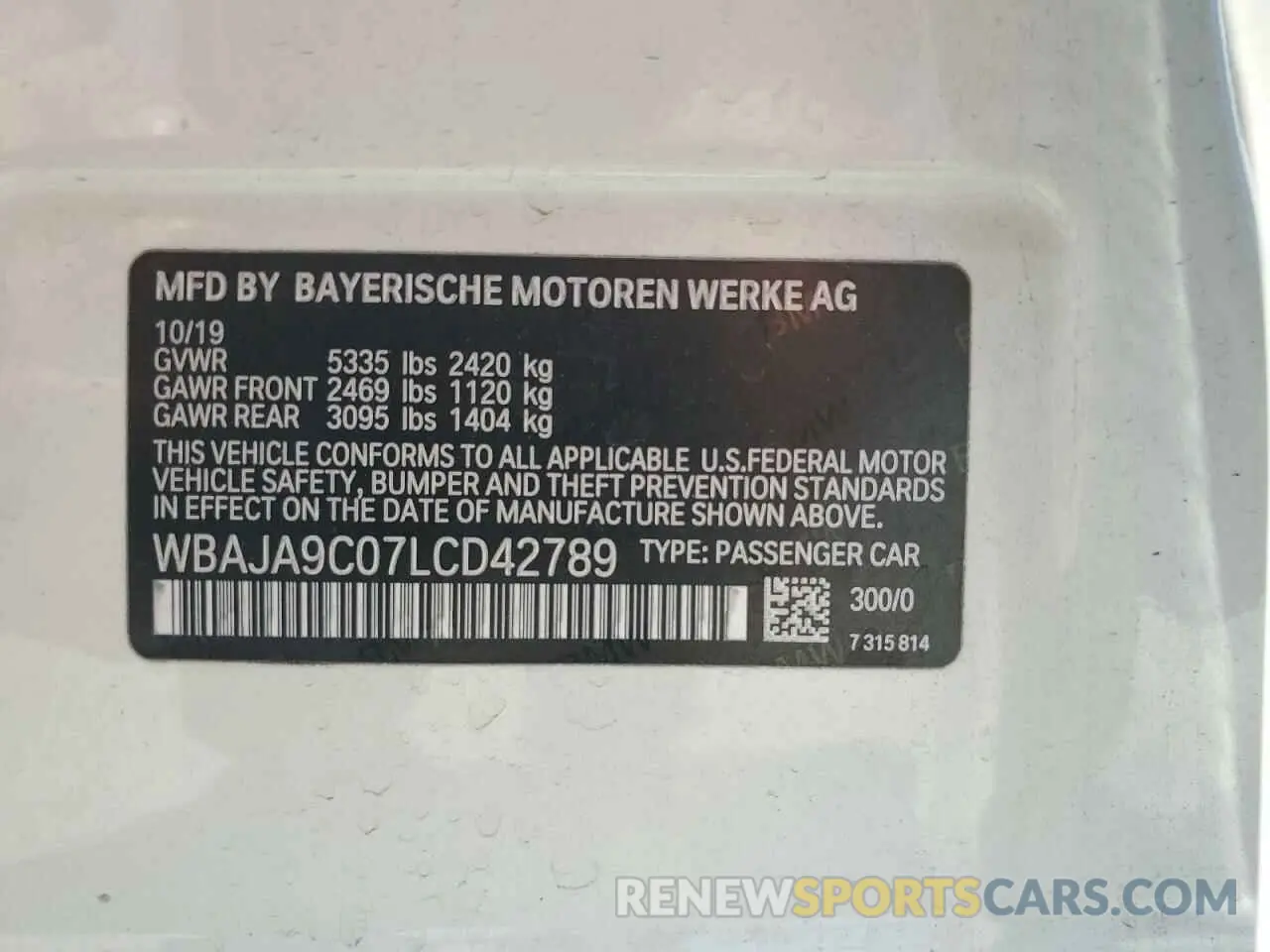 14 fotografías del automóvil dañado WBAJA9C07LCD42789 BMW 5 SERIES 2020