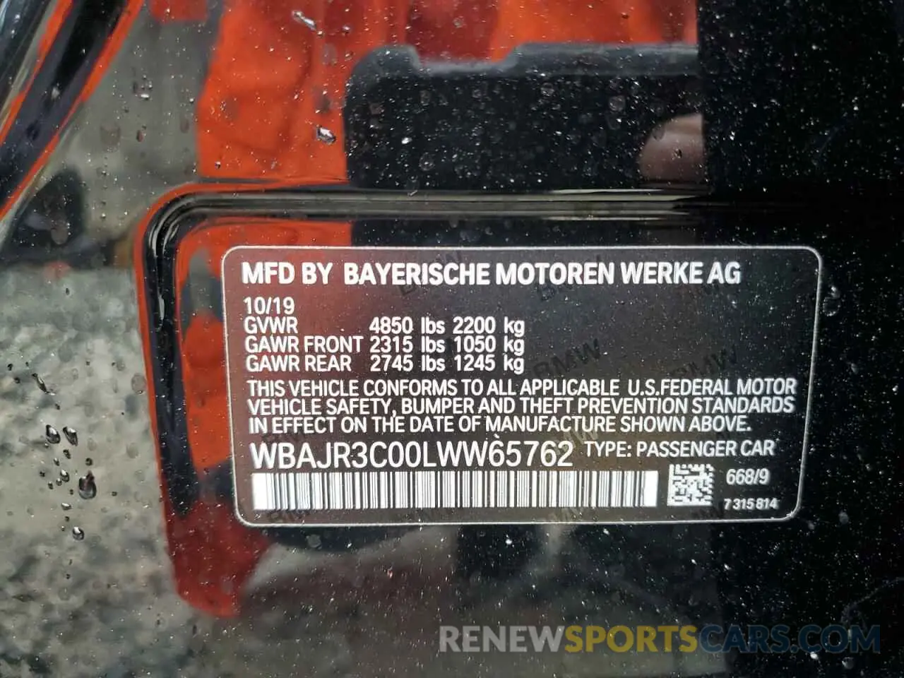 12 fotografías del automóvil dañado WBAJR3C00LWW65762 BMW 5 SERIES 2020
