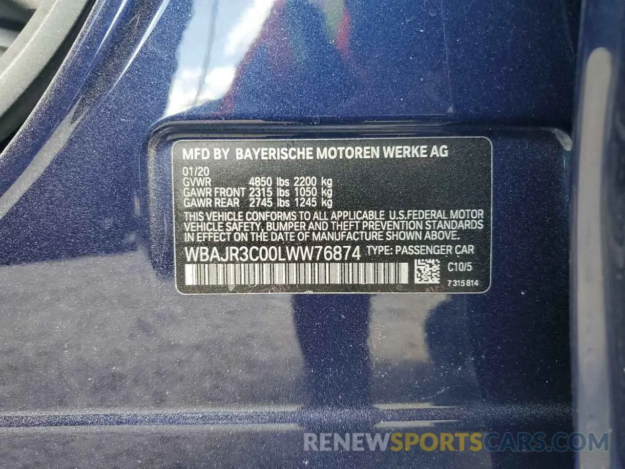 12 fotografías del automóvil dañado WBAJR3C00LWW76874 BMW 5 SERIES 2020
