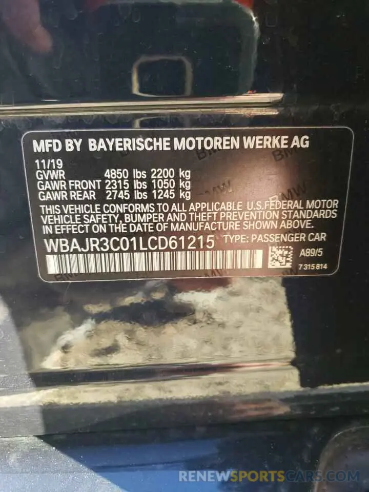 13 fotografías del automóvil dañado WBAJR3C01LCD61215 BMW 5 SERIES 2020