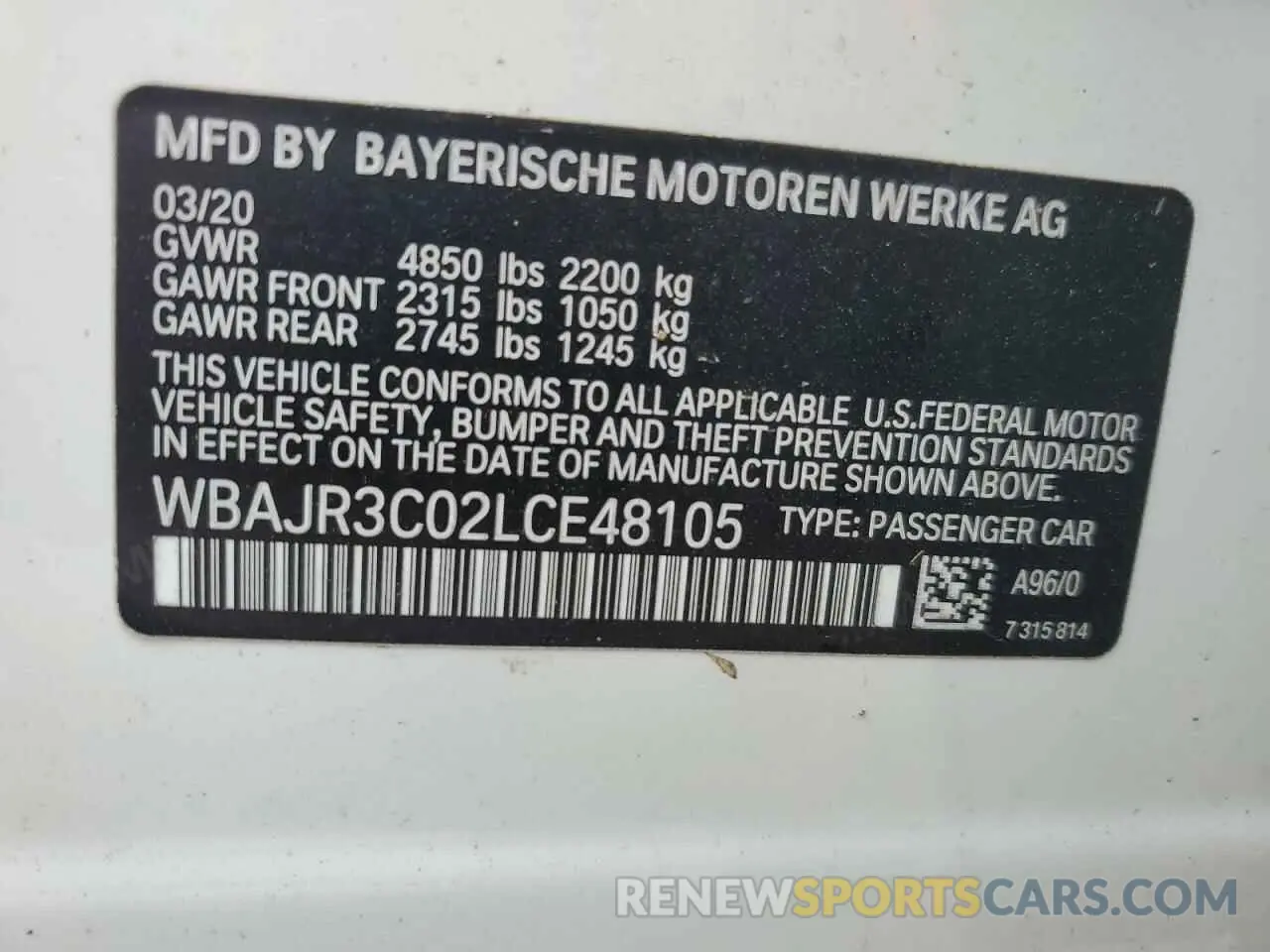 13 fotografías del automóvil dañado WBAJR3C02LCE48105 BMW 5 SERIES 2020