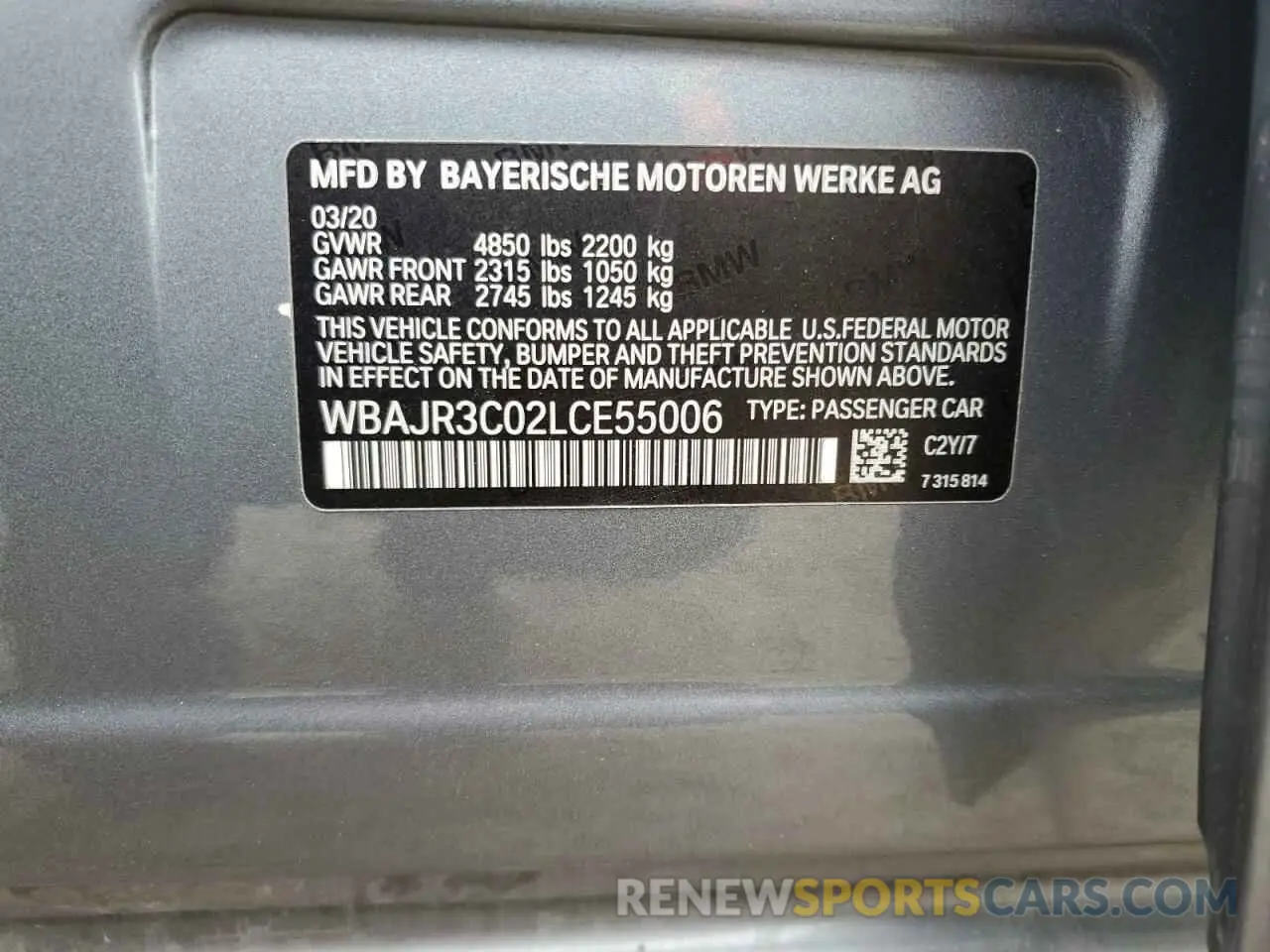 13 fotografías del automóvil dañado WBAJR3C02LCE55006 BMW 5 SERIES 2020
