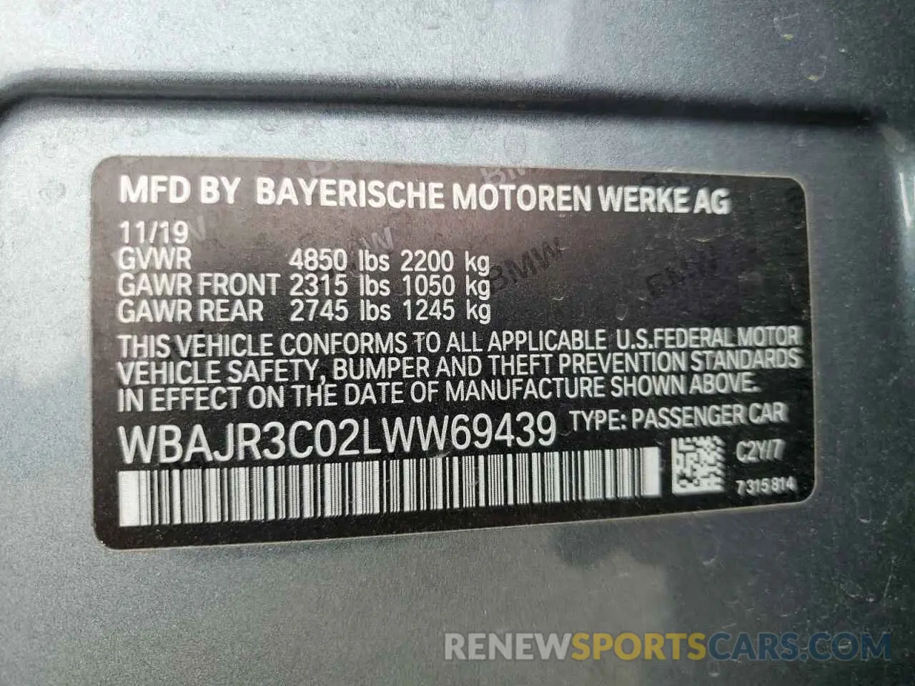 14 fotografías del automóvil dañado WBAJR3C02LWW69439 BMW 5 SERIES 2020