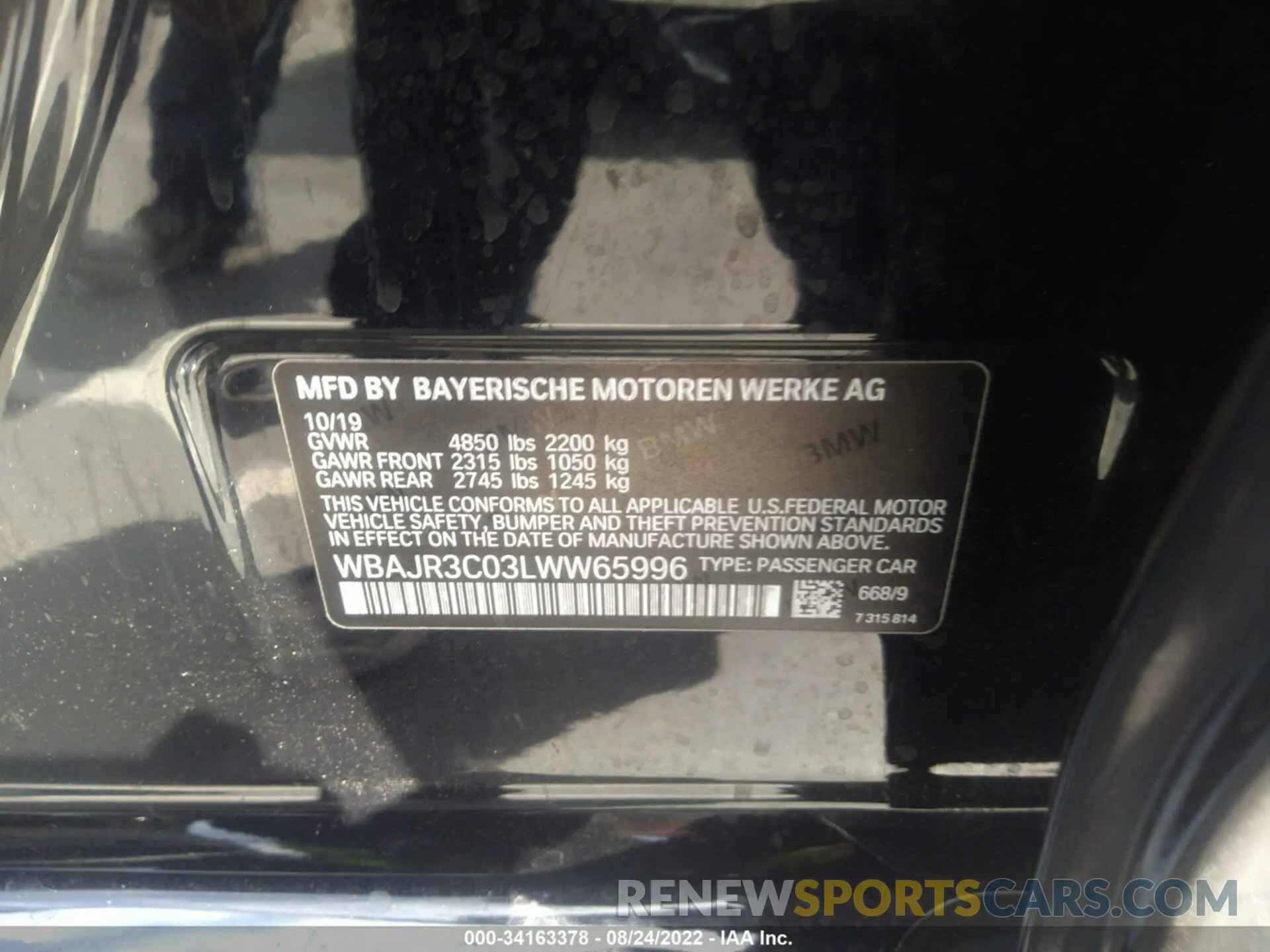 9 fotografías del automóvil dañado WBAJR3C03LWW65996 BMW 5 SERIES 2020