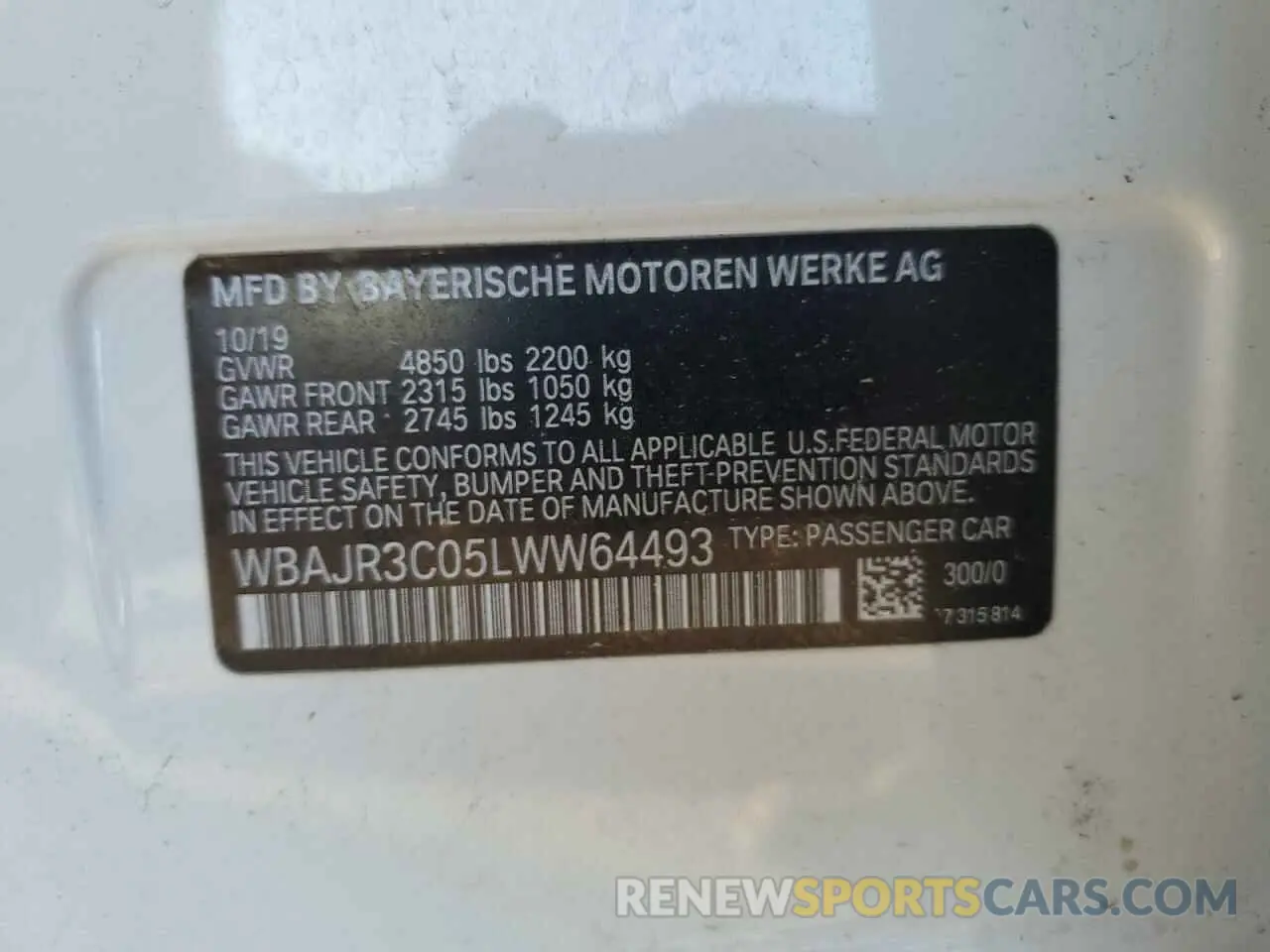 13 fotografías del automóvil dañado WBAJR3C05LWW64493 BMW 5 SERIES 2020