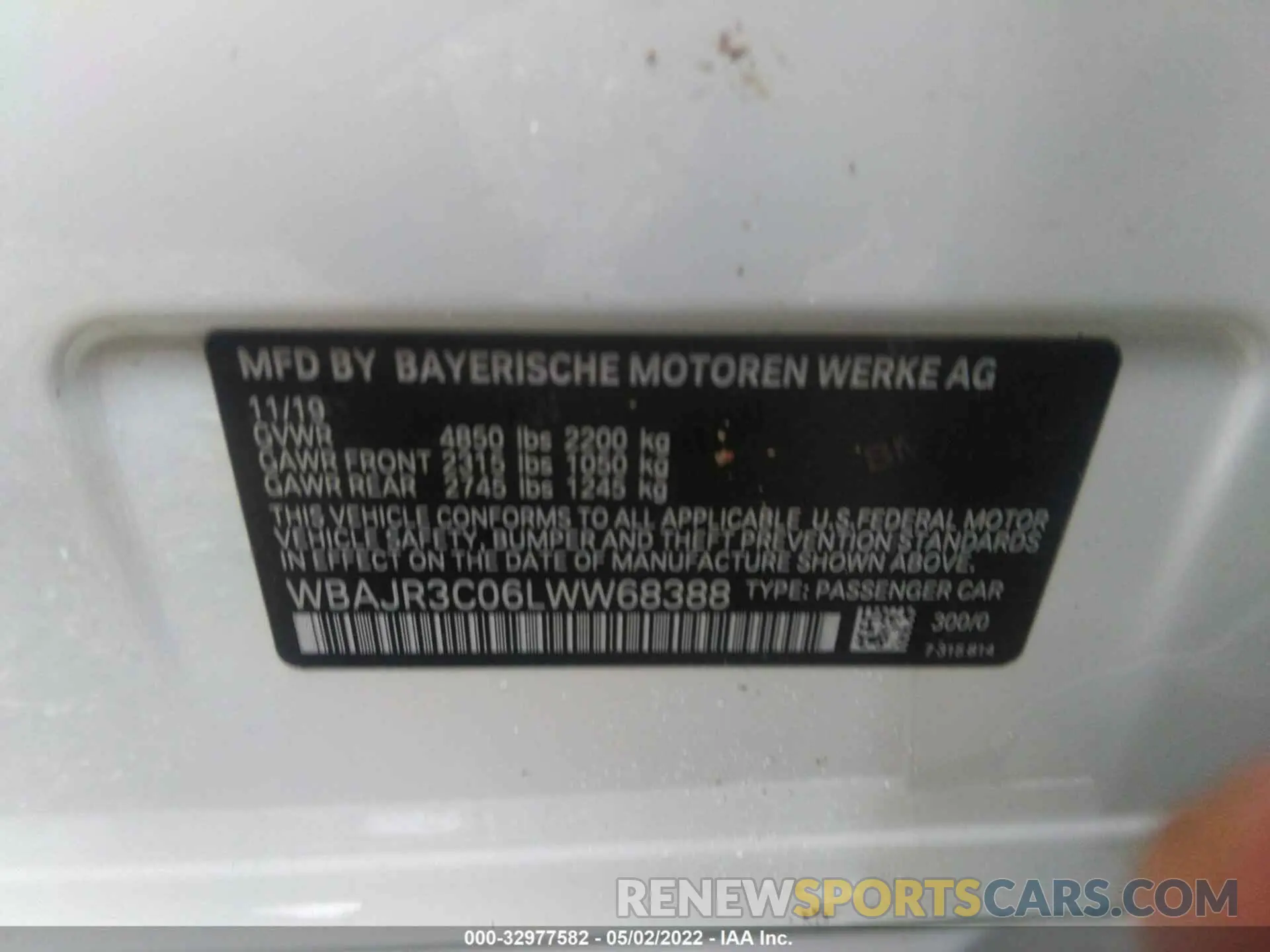 9 fotografías del automóvil dañado WBAJR3C06LWW68388 BMW 5 SERIES 2020