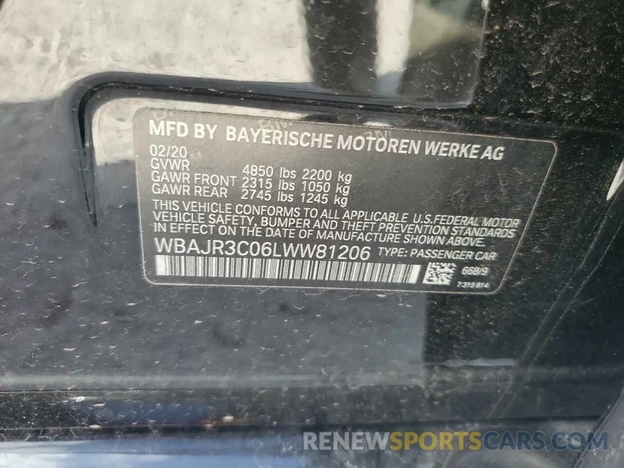 12 fotografías del automóvil dañado WBAJR3C06LWW81206 BMW 5 SERIES 2020
