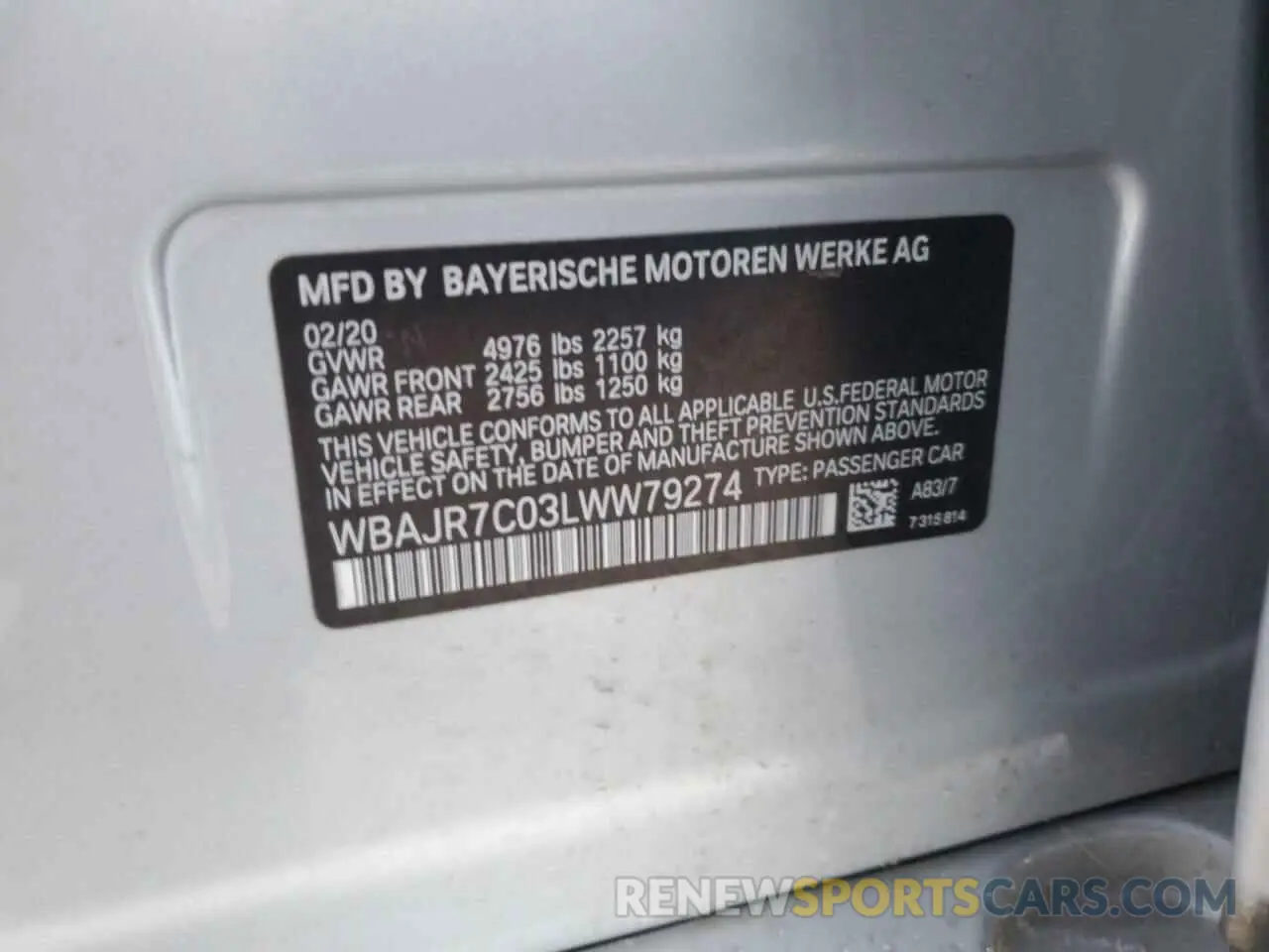 14 fotografías del automóvil dañado WBAJR7C03LWW79274 BMW 5 SERIES 2020