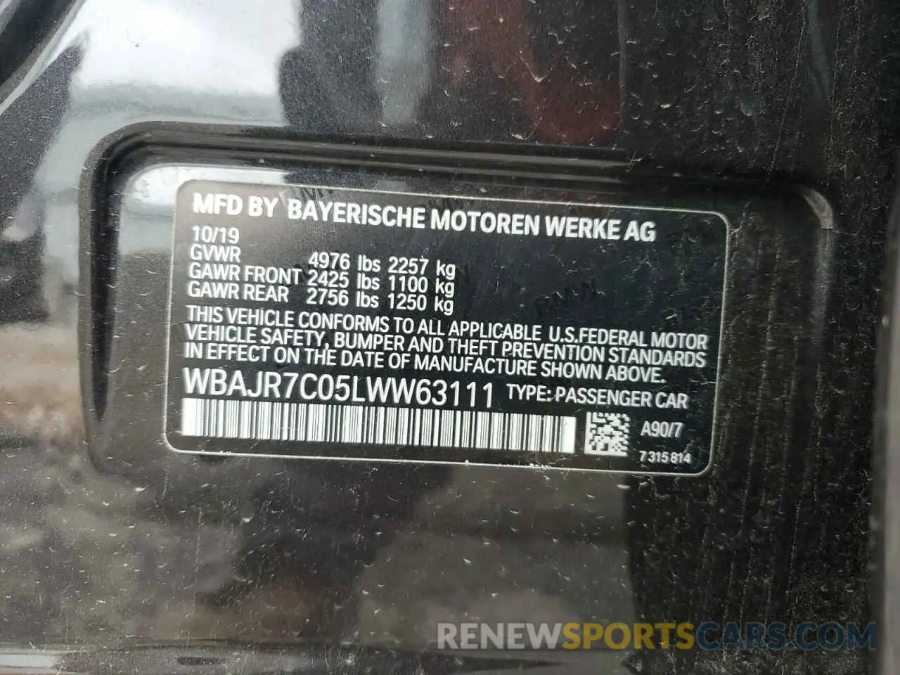 13 fotografías del automóvil dañado WBAJR7C05LWW63111 BMW 5 SERIES 2020