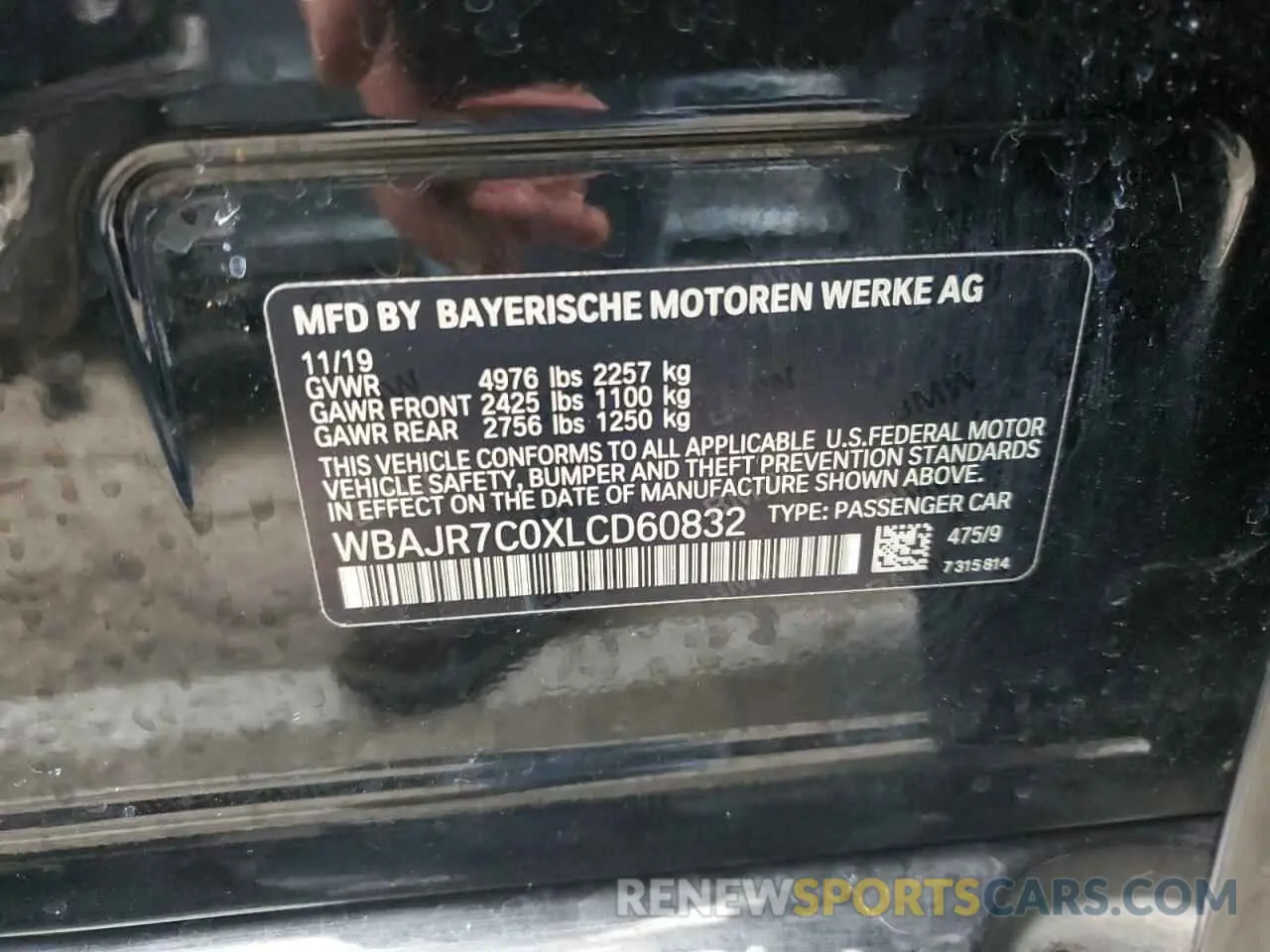 13 fotografías del automóvil dañado WBAJR7C0XLCD60832 BMW 5 SERIES 2020