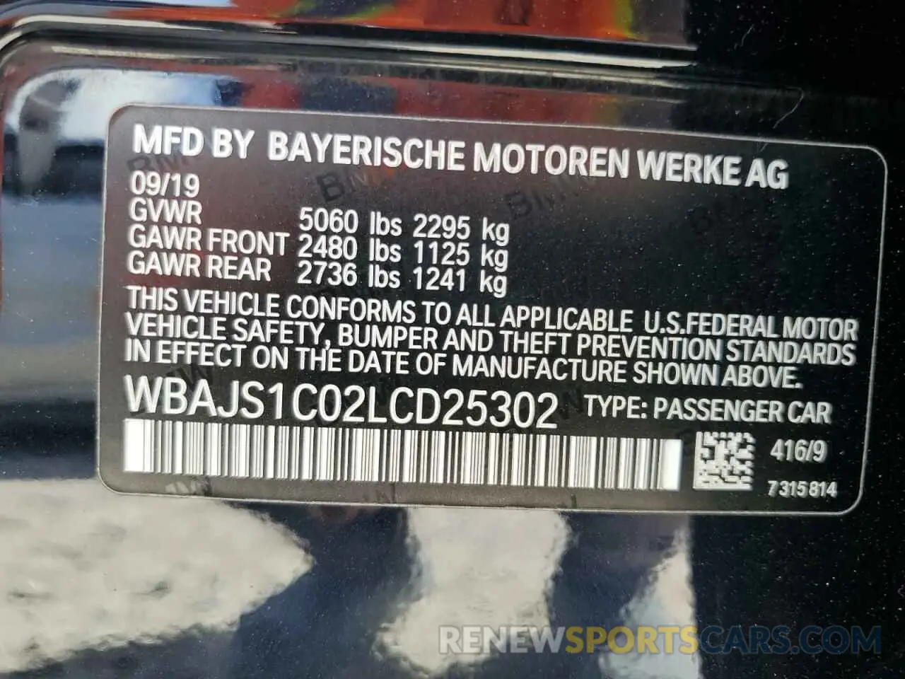 13 fotografías del automóvil dañado WBAJS1C02LCD25302 BMW 5 SERIES 2020