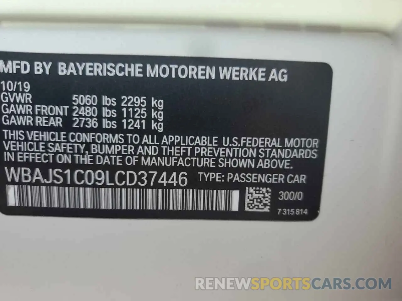 13 fotografías del automóvil dañado WBAJS1C09LCD37446 BMW 5 SERIES 2020