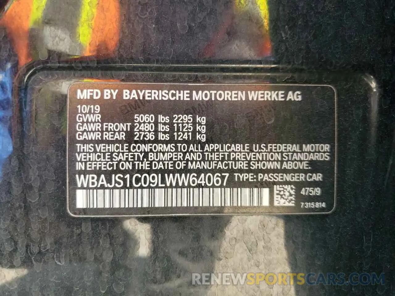 13 fotografías del automóvil dañado WBAJS1C09LWW64067 BMW 5 SERIES 2020