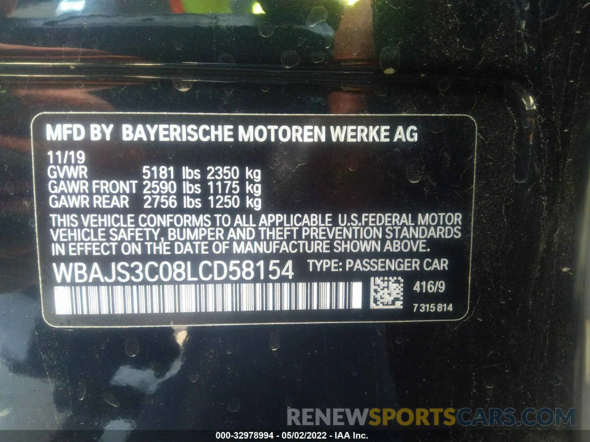 9 fotografías del automóvil dañado WBAJS3C08LCD58154 BMW 5 SERIES 2020