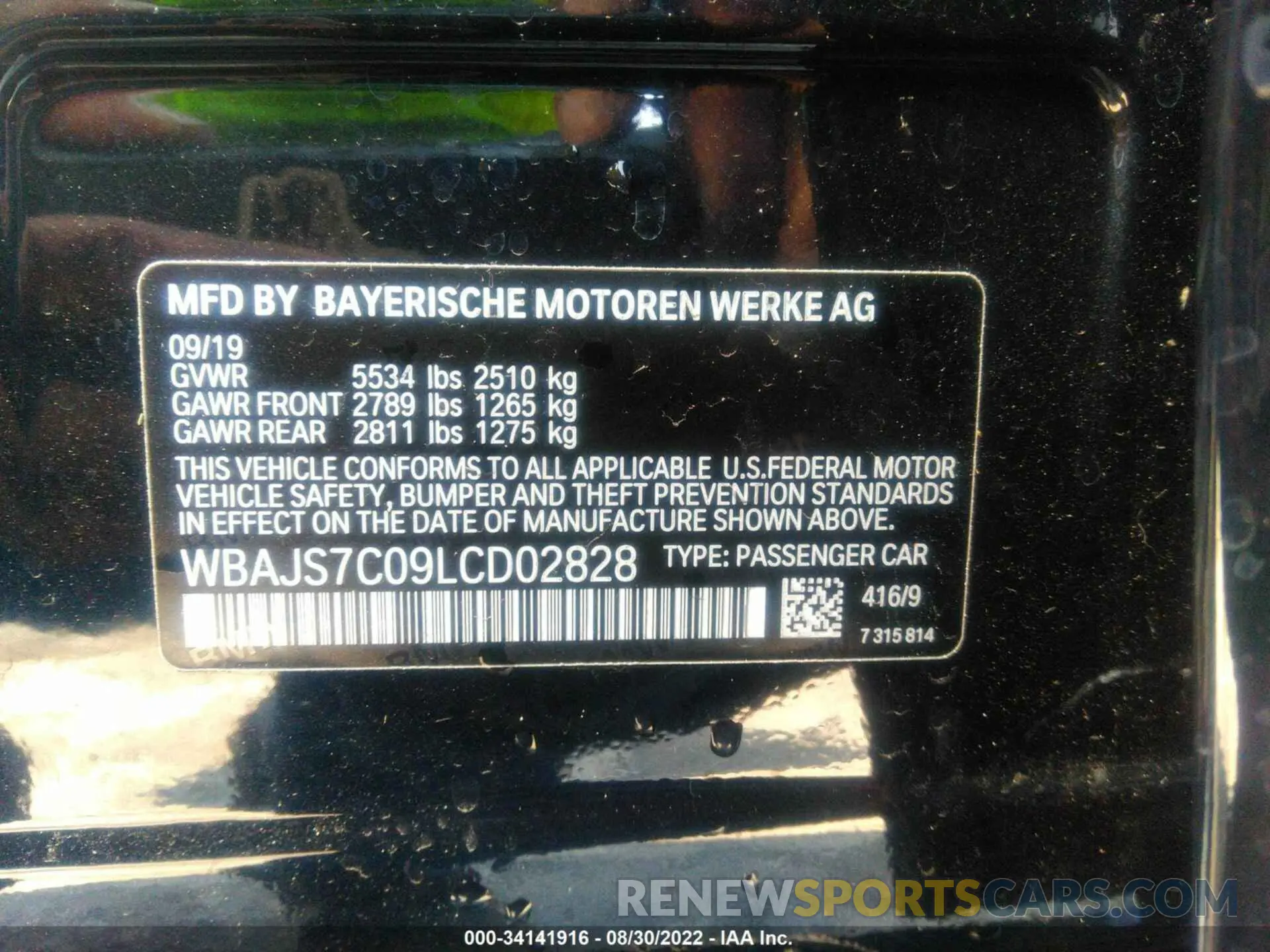 9 fotografías del automóvil dañado WBAJS7C09LCD02828 BMW 5 SERIES 2020