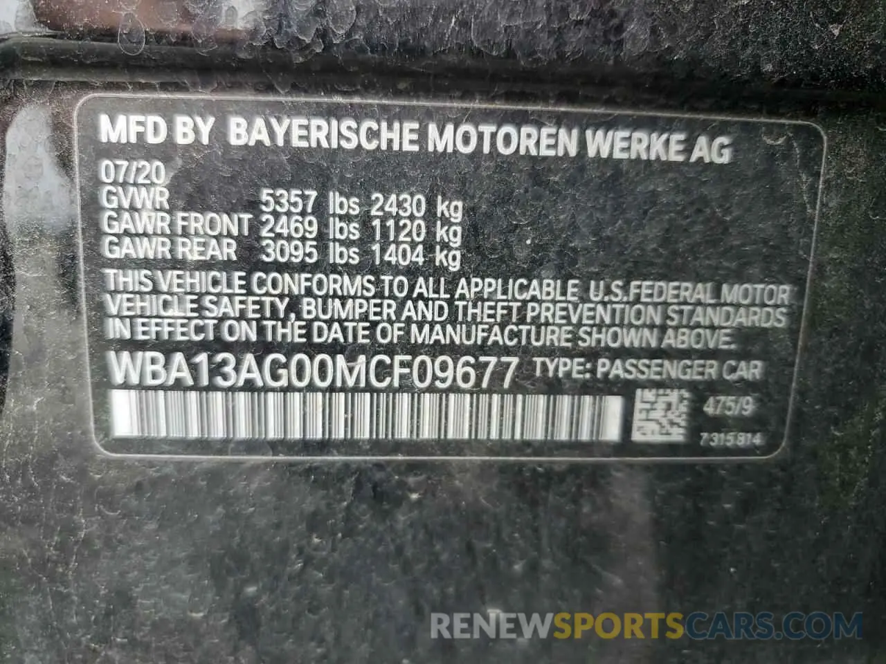 12 fotografías del automóvil dañado WBA13AG00MCF09677 BMW 5 SERIES 2021